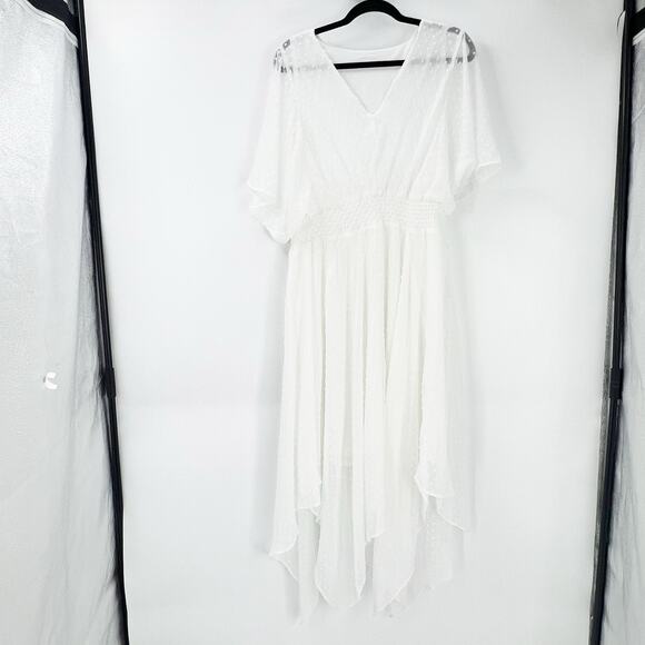 Signature by Robbie Bee Chiffon Textured Fit & Flare Midi Dress White S NWOT - Picture 9 of 11